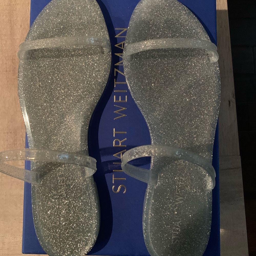 Stuart Weitzman Sawyer Slide Sandals - Clear Glitter